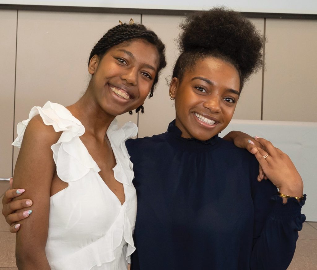 Aspirations awardee Kya Nicholson smiling with Yasmine Bolden at the celebration